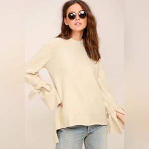 J.O.A. Brynn Light Beige Tie-Sleeve Sweater